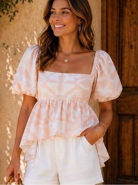 Sachin &‎ Babi Shell Pink Shibori Lindsay Top